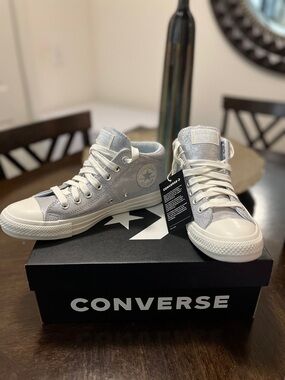 Converse High Top Sneakers in Silver Glitter with White Trim